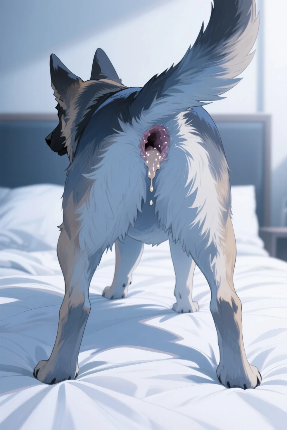 A male dog corgi with talk english Dialogue sayings clearly black fur with red colour eyes,naked and he begging to stop with tail being hold tight and pull by hand, with a camera record everything body trembling and Satisfied with small cock are have fuck in public