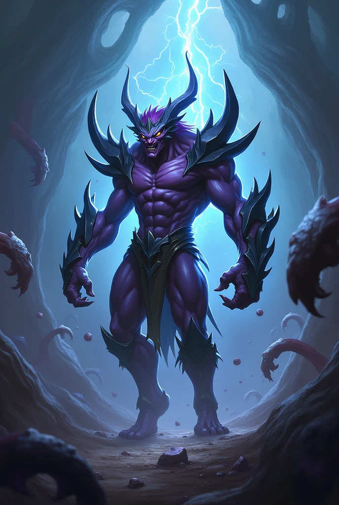 the emperor, mind flayer, hi res, alien, hallf nakedn muscular body, digital media (artwork), anthro, solo, male, detailed background, armor, fully armored, front view, by lindong, by null-ghost