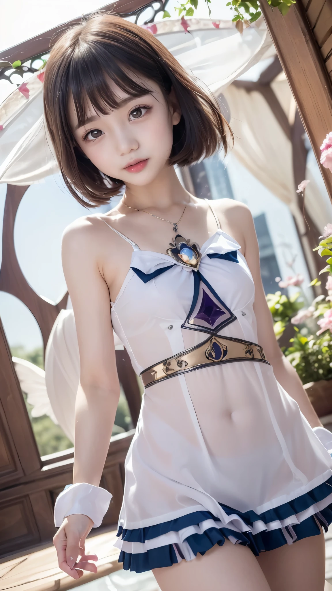 (((Transcendental Sexy Magical Girl)))、(( small )), nice bob cut、slender body line、see through、wonderful hairstyle、Highest Quality、masterpiece、best quality、reality、ultra high definition、(detailed hands:1.3, perfect right hand:1.3)