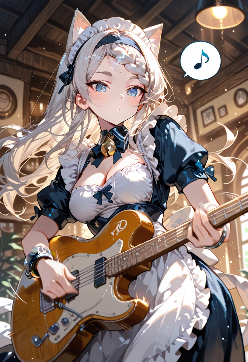 Alone rabbitfolk, fantasy race, large breasts, bard, slutty revealing outfit, blond hair, rabbit ears, rabbit tail, musical instrument, thick thighs, wandering minstrel, slutty,