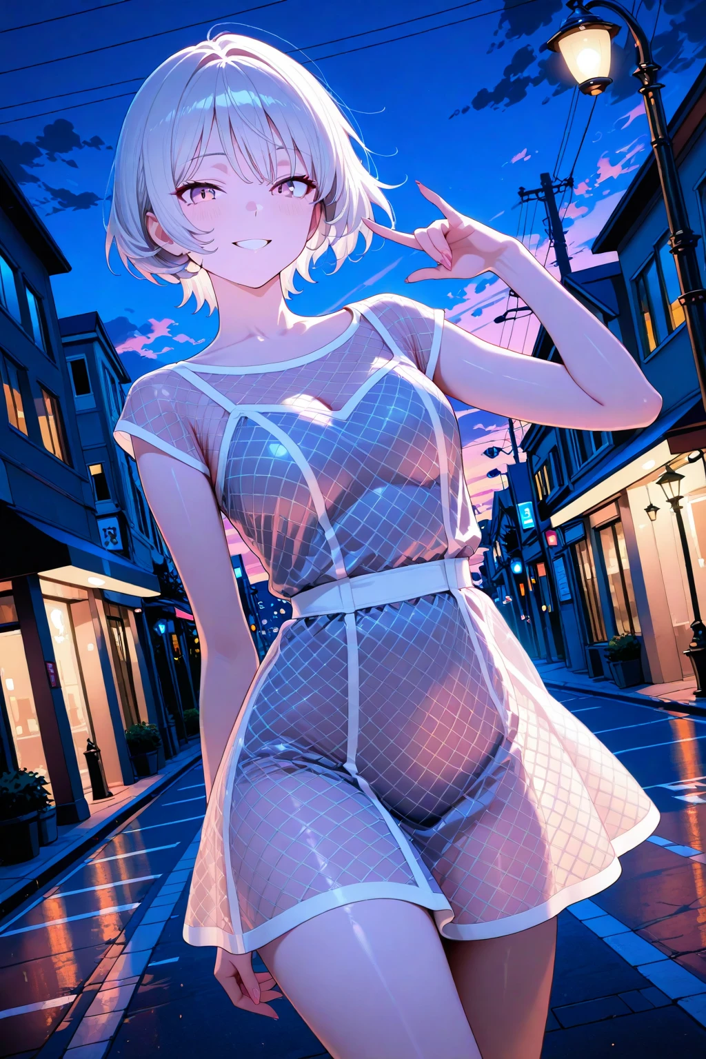 Detailed Background, masterpiece, Highest quality, smile, ornament, Sheer black camisole summer mini dress, Portraiture, Yellow Neon, graffiti, dark, night, Glowing Eyes, Black light((Toddler girl))　((5 years old))((naked))　((nsfw)(Clothes open to reveal breasts))((Her clothes open and her vagina is visible))