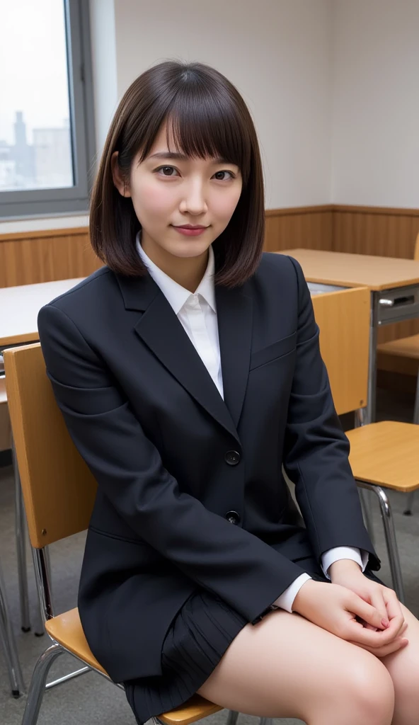 Asian female student in arafed taking a photo in the classroom, Japanese school uniform, wearing Japanese school uniform, Sex, young gravure idol, Young and cute Gravure idol, Japanese girl uniform, Japanese high school, seifuku, Young sensual gravure idol, Sex style, high school girl