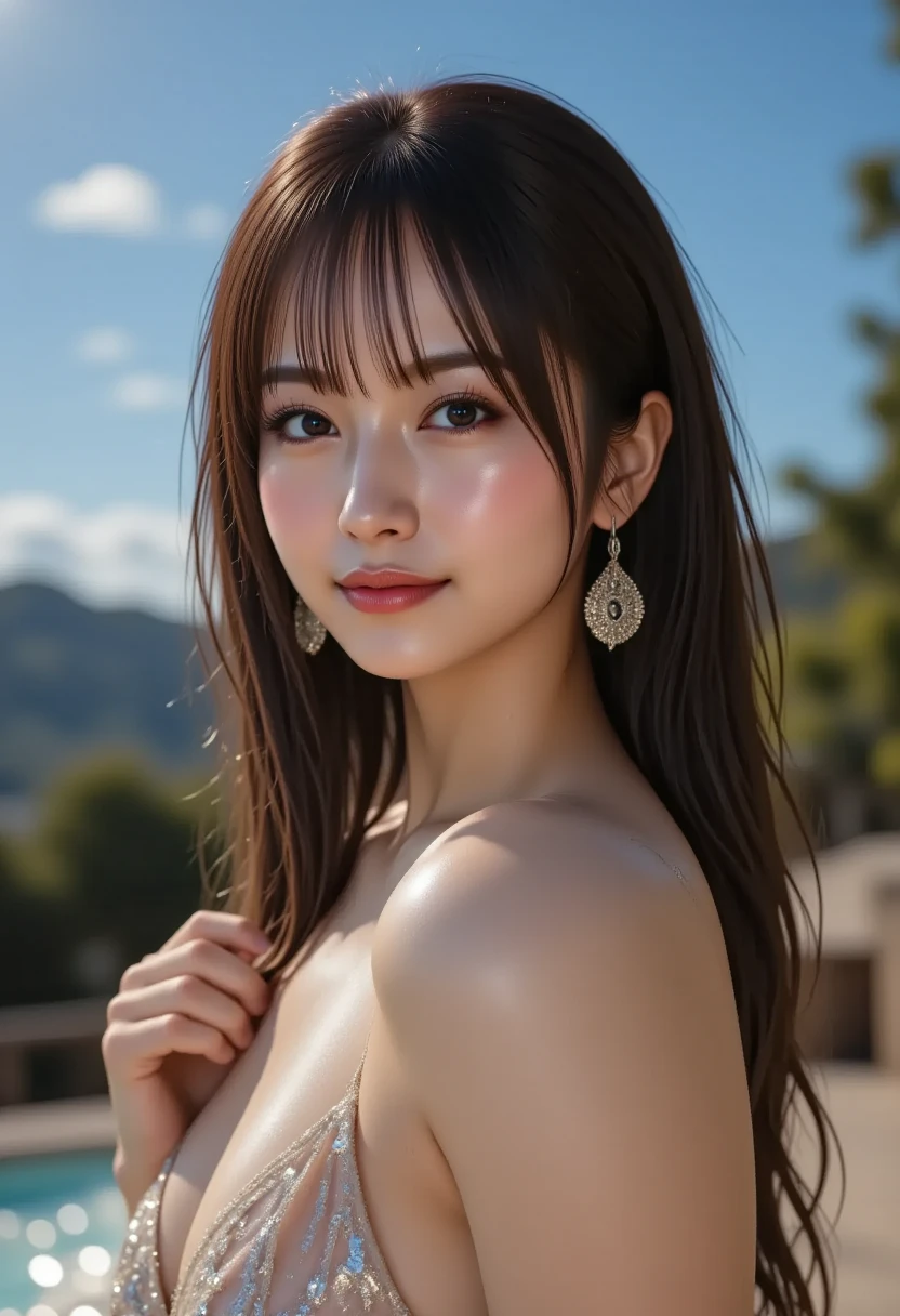 masterpiece、1 beautiful girl、A detailed eye、Puffy eyes、top-quality, Super high resolution, (Realisticity: 1.4), cinematlic lighting、japanes、Asian Beauty、Korea person、Super beauty、Beautiful skin、The body is facing forward、up of face、(A hyper-realistic)、(hight resolution)、(8K)、(ighly detailed)、(Beautifully A detailed eye)、(ultra-detailliert)、 (wall-)、A detailed face、Bright lighting、profetional lighting、looking at viewert、Facing straight ahead、oblique bangs、nighttime scene、Brown hair、乃木坂アイドル、韓国アイドル、hposing Gravure Idol、、25-years old、Wonder Woman Cosplay