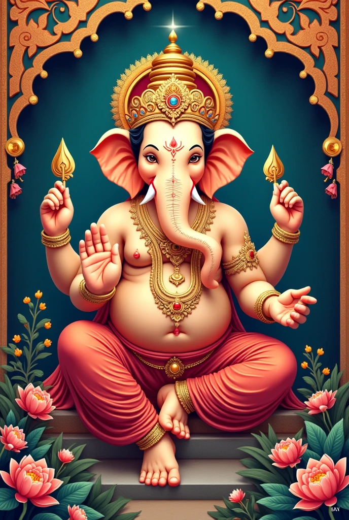 crown Ganpati bappa round logo