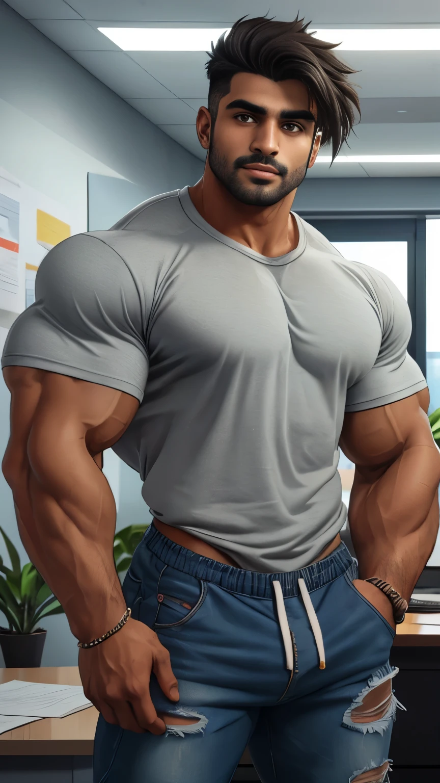 muscled men with bulging jeans