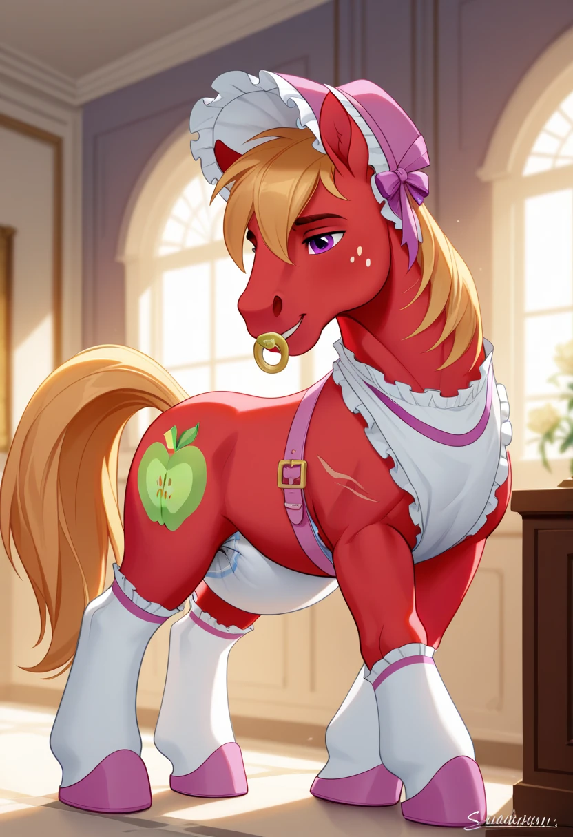 score_9,score_8_up,score_7_up,score_6_up, (((my little pony))), solo, white body, ((beautiful maid costume)), (perky butt), vibrant colors, 8K, high resolution, highly detailed, masterpiece, (glossy oiled body), lace stockings, (fat mommy), (slut), red long hair, red eyes, red tail, boy, girl, (((pony sex:1.8))), (orgasm), ((side view))