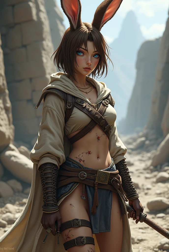 1 teen girl, (Maisie Williams), (Tweened model, 14 years old, Young)), EtherealBeauty, Slim,Firm chest, Soft light, a young girl with dark brown hair, buttocks in focus, wearing loincloth ragged clothing, detailed young face, beautiful detailed eyes, beautiful detailed lips, extremely detailed eyes and face, long eye lashes, slim body, teen body, flat chested, natural lighting, serene landscape, warm color tones, photorealistic, 8k, highly detailed, masterpiece