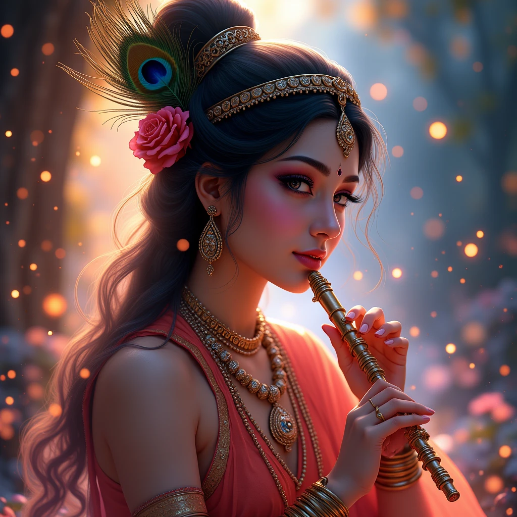 Lord krishna video 100 times beautiful more than holding fluit with smile