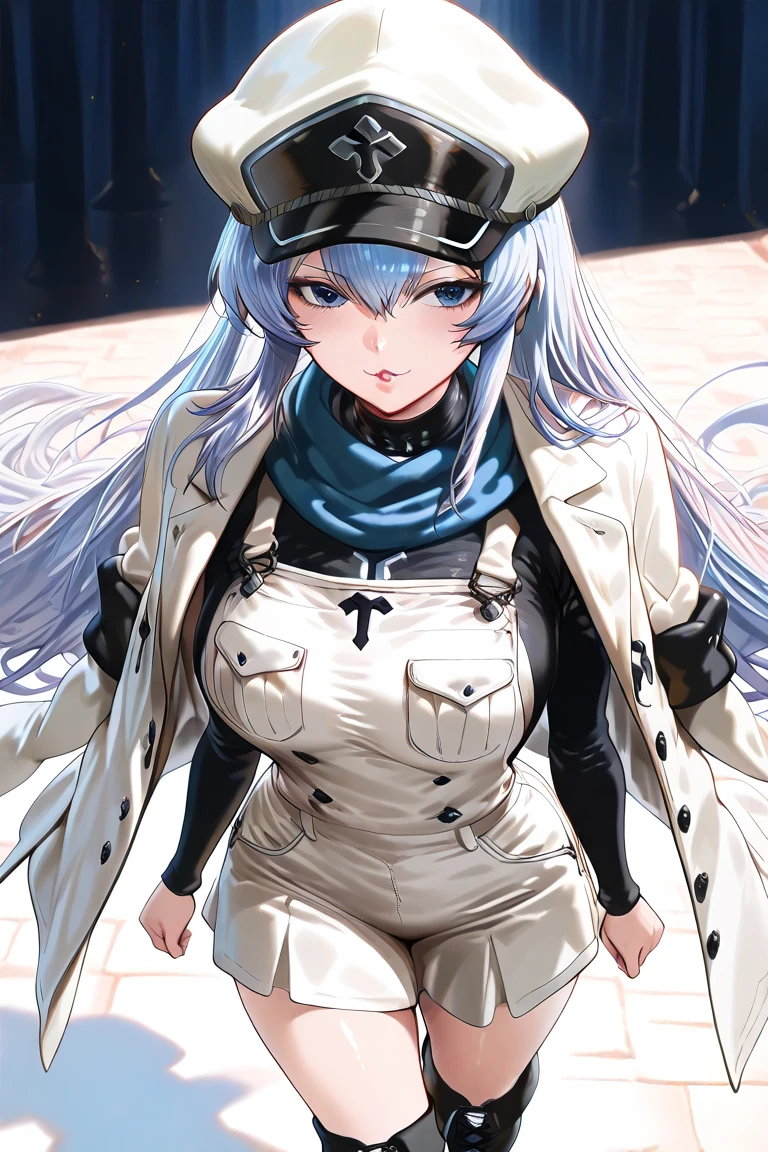 Esdeath in SS uniform, all black clothing head to toe, WWII GERMAN SS OFFICERS PEAKED VISOR CAP