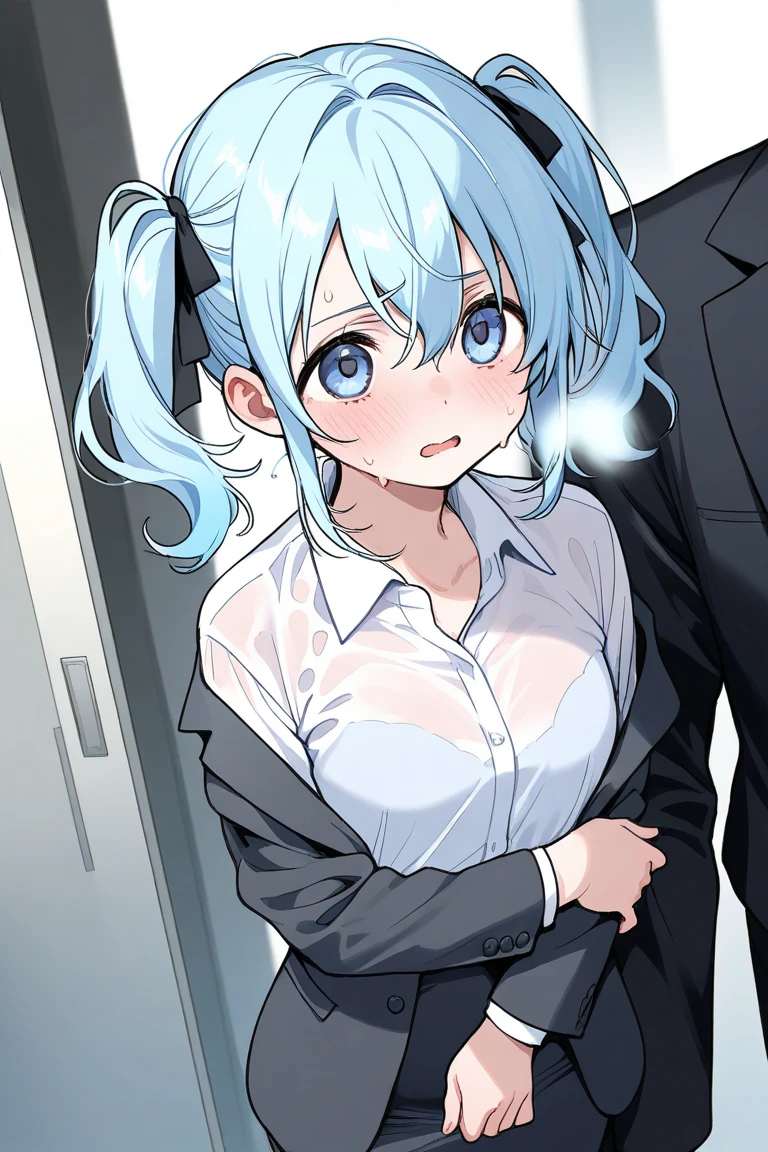 (pov_hand:1.3), masterpiece, best quality, very aesthetic, absurdres, newest,(pink vibrator remote switch in pov_hand, pov:1.2), cowboy_shot, 1girl, focus on girl, embarrassed, blush, lovely, one_eye_closed, open_mouth, tear_in_eyes, saliva, sweatdrop on thighs, sticky panties, vibrator cord bulge, vibrator in garter, In a crowd,Surrounded by people,miniskirt, pantyhose, white_sweater, virgin-killing_sweater,ganyu,ganyu(genshin impact), horns, short blue hair,,snow lands,,in a palace
legs up