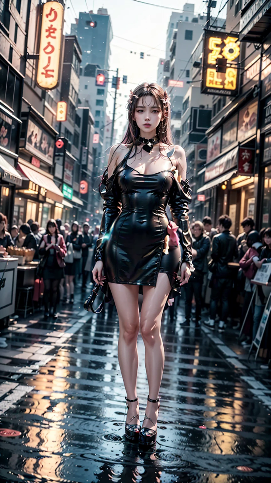 absurdres, RAW photo, extremely delicate and beautiful, masterpiece, Best Quality, ultra high resolution, 16k, hyperrealistic, realistic, photorealistic, photo-realistic, ultra-detailed, perfect anatomy, super Detailed skin, perfect figure, Very detailed CG 8k wallpaper, nude, pussy, shaved pussy, nipple, perfect nipple, perfect breast, round breast, perfect fingers, (full body :1.2), super white skin, standing, blushing, windy, sexy leg, smile, puffy hair, bangs, long leg, (nude girls), messy hair, flat bangs, sexy lips, cute hair, no bra, walking on the street, city street,  from below, all hands down, open mouth, all nude,  all hands down, gothic necklace,  small round breast, perfect medium round breast, perfect pussy, vagina, nude, long leg, open long skirt, shy, holding rose, gothic skirt, belt, gothic punk shoes,  (many people walking on background), hourglass body,  cute tattoo, full body tattoo, colourful tattoo, sunny day, punk shoes, londe hair, open corset, gothic girl, gothic boots, all nude girls,  all topless, breast out, all hands down, sunny day, flashing breast, open shirt, open mouth, angry, at outdoor cosplay event, pink colour hair, many photographers, pose with fans, model in public, sun, sunny day, open corset, belt, cyberpunk city, neon city, cyberpunk makeup, nude, cyberpunk sword, holding neon sword,