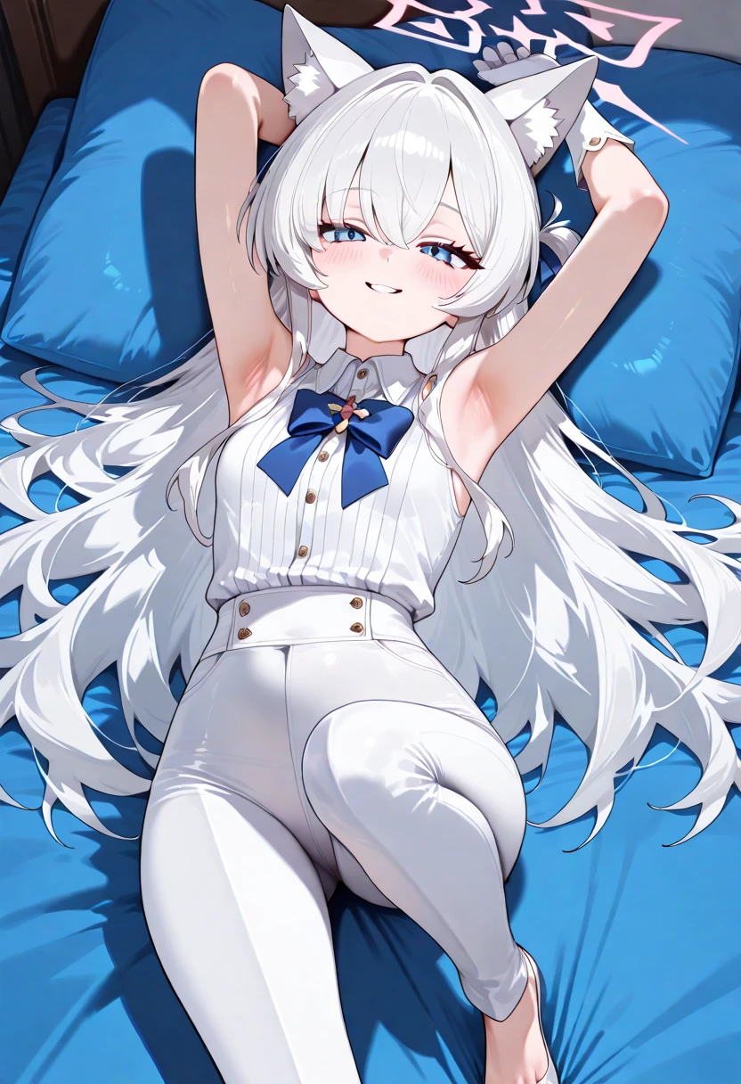masterpiece, best quality, official art,
halo,on bed,swimsuit,
dakimakura super fine illumination,