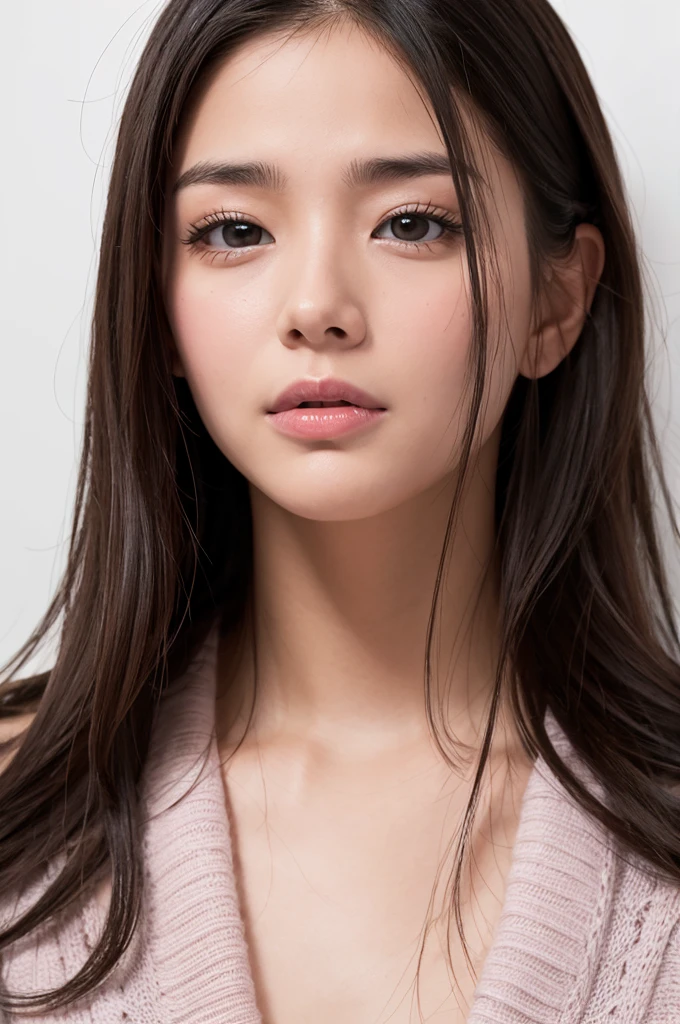 highest quality。８K-Picture。young gravure idol。Beautiful Women in perfect style。She&#39;s thin but her breasts are big。The charm of the gap。slim abs。dark brown hair。(big breasts：1.4)。cute eyes。double eyelid。length, wavy hair。A very delicately drawn face。perfect style。Shot in a red swimsuit。(The fate of gravure idols、big breasts：1.4)。subtle smile or shy。