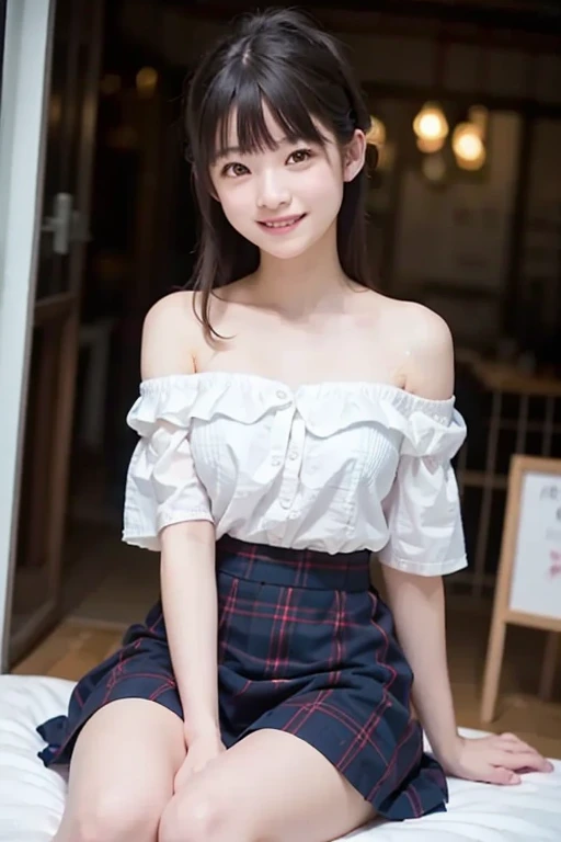 （8K、Raw photography、top-quality、​masterpiece：1.2),(Spread your legs wide,Open your legs wide),(a short bob、short bangs)、watching at viewers,Looking at the front,A smile,Erotic,Pupils,de pele branca,kne,(Black pantyhose),absurderes,a small face、(be shy,skinny,Rasping)、​masterpiece,top-quality、超A high resolution,Not wearing panties,ren,Beautiful fece,One Person, 独奏,fullllbody、cute little、Back to Student,JK school uniform,hi-school girl,A Japanese Lady,（Photorealsitic：1.37）、Photon mapping,Realistic、Cute little face,Brown-eyed、Black socks、Radio City、Physically Based Rendering、Foreground、depth of fields、Blurry background、a picture,The girls、Body,beauty legs, Long legs, Thin leg, hair, s lips, Blue_The eye, nosesoft, (Navy and blue and white plaid pleated skirt), Knees are visible,Sheer clothing,,Black cotton socks,Nogizaka Idol, 女優, Japanese ido、large full breasts、cleavage of the breast、、(Clearly visible detailed female pubic shape: 1.4), Masturbation Girl，fully body photo、skirt lift by yourself、super definition、lowfers、No bra、No bra、No pubic hair、On a desk in a classroom、Black knee-high stockings、