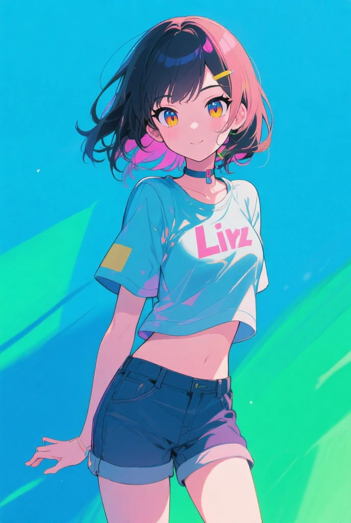 (Masterpiece, high quality), 1 girl, , flat chest, COLORFUL T-shirt, (colorful panties), wide, in a clothing store, (choosing clothes), SMILE, vibrant colors, best shadows, volumetric lighting, watercolor