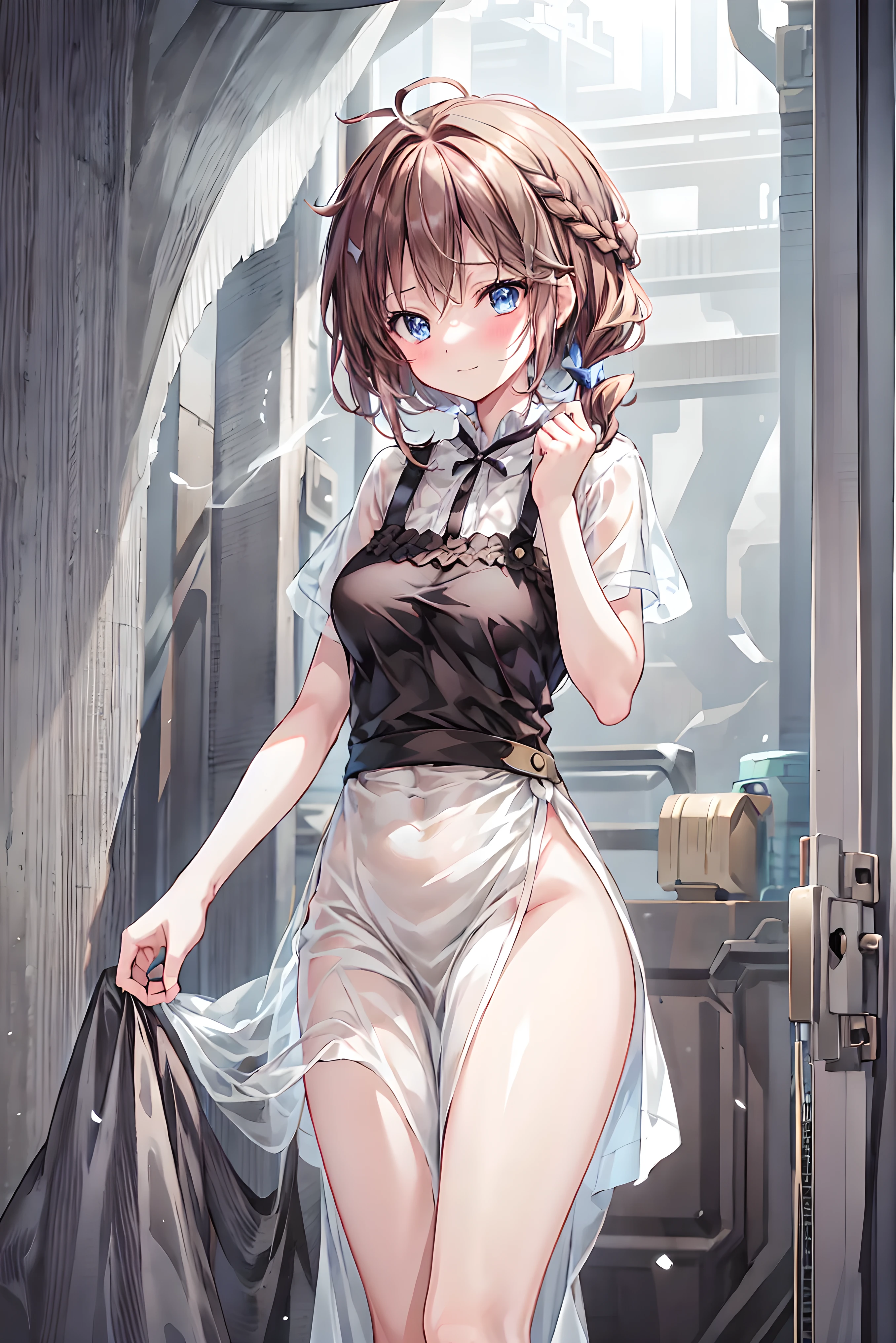 (masterpiece:2.0), (top-quality:2.0), (white Tube top extremely short length dress made by towel:1.5), (perfect exposed shoulders:1.5), (perfect exposed nape:1.5), (super sexypose:1.5), (blushed face:1.3), (barechested:1.3), (realistic:1.5), 1 , precise small hands, Embarrassed look, light smile, extremely cute girl, innocent face, young face, Clear eyes, Shining eyes, shoulder is visible, small breast, thigh is visible, No pubic hair, The beautiful skin, ultra-definition, Top resolution, japan high school student, brown hair, Camel petals, wet,