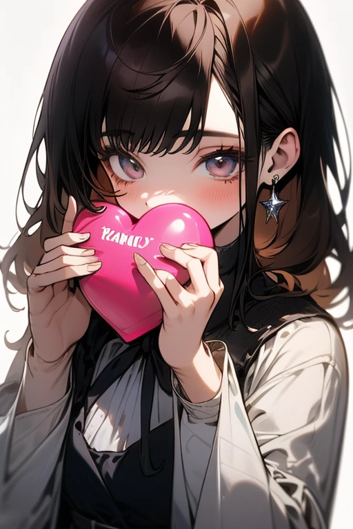 Super Detail, High Detail, high quality,,girl,girl特写,blush,Selfie,Round glasses frame,big eyes,Heart pupil,Lustful,Collar,Long hair,黑Long hair,chain,girl