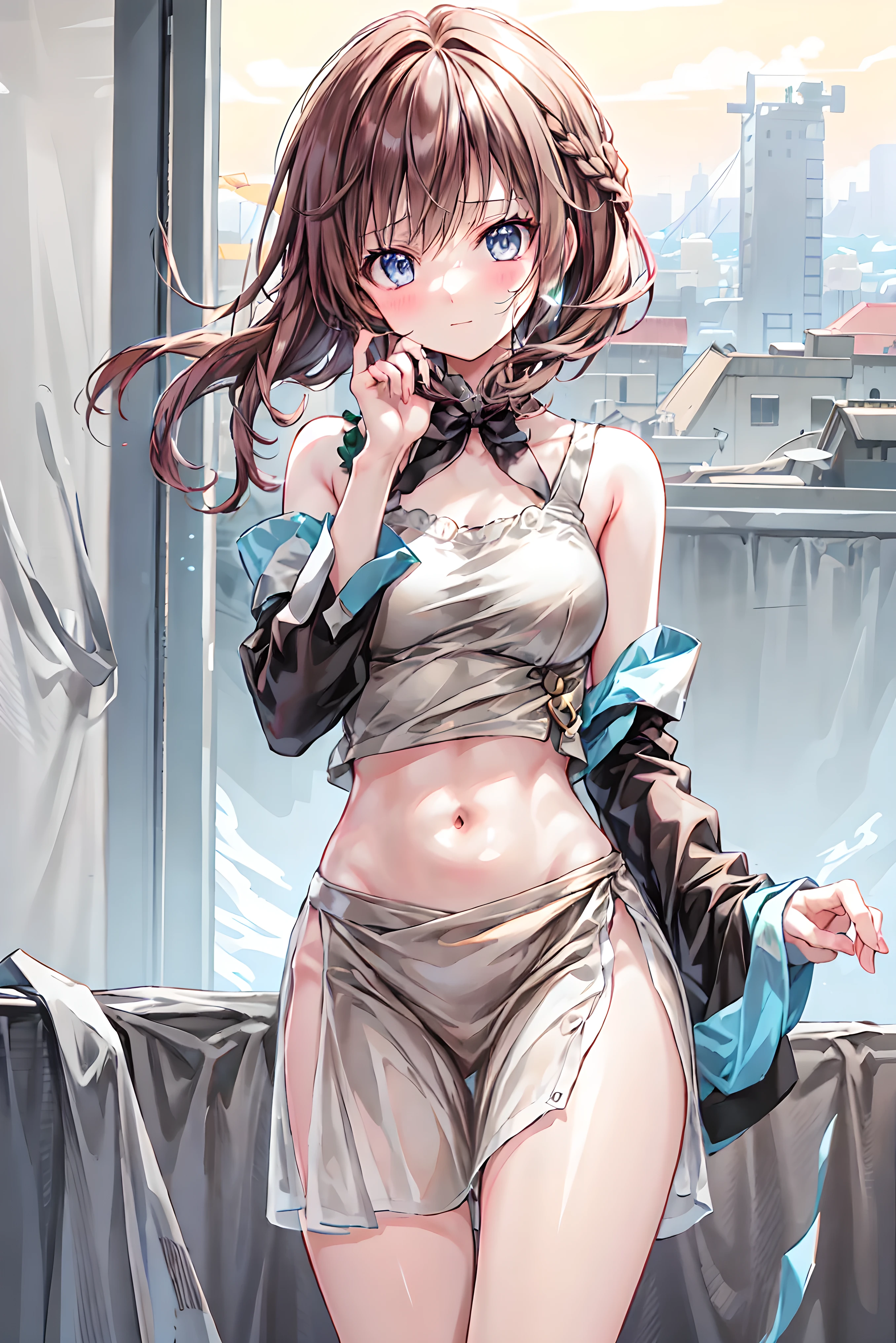 top-quality Misaka Mikoto Junior High School Bra Beige shorts Cool look huge tit 16age in the room sexypose Miwaki Armpit sweat sodden Ecstasy face