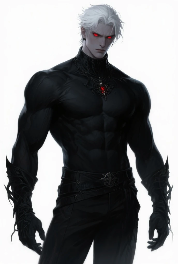 Um vampiro, homem alto, forte, pale skinned, olhos verdes, presas de vampiro, usando roupas antigas, cabelo preto, corpo inteiro