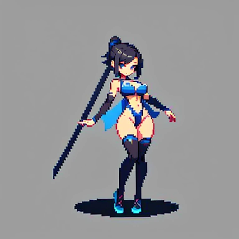 (masterpiece, top quality, best quality, less detail, 8-bit color), pixel,pixel art,1girl, fullbody, smack studio, separate body for edit, ((squatting)), ((armpits)), arms above and behind head, (slingshot swimsuit), (pubic hair), (wedgie), bare foot