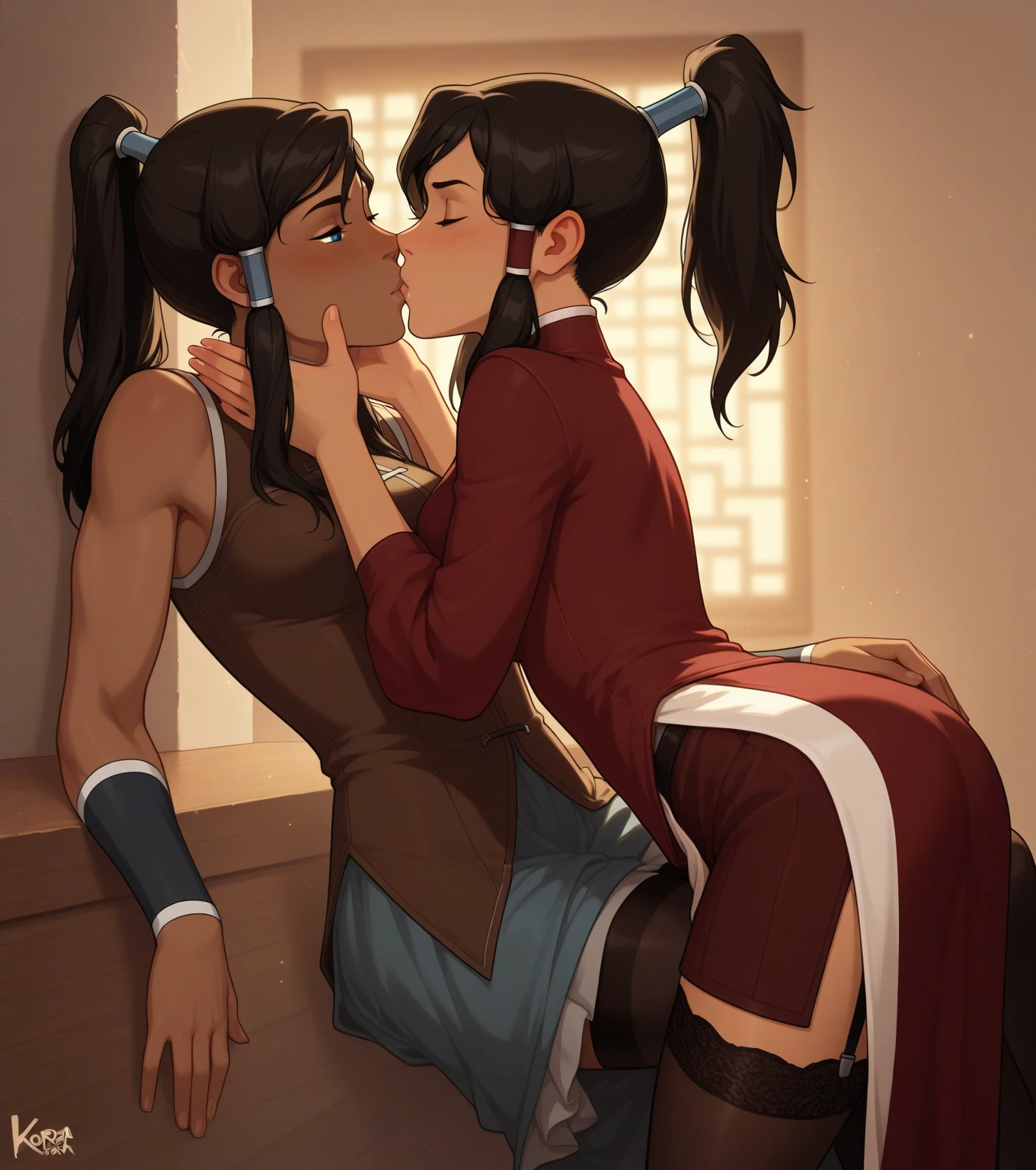 juri han sentada no colo da chun li,two beautiful young women,beautiful young fitness woman with ,dressing May in black pantyhose, sample breasts,,,hair horns,glowing purple eyes,Evil smile,legging preto juri han,labiaa,penetraçao,confrontation,clitoris,hentai,holding each other's chest,kissing,kiss,breasts touching