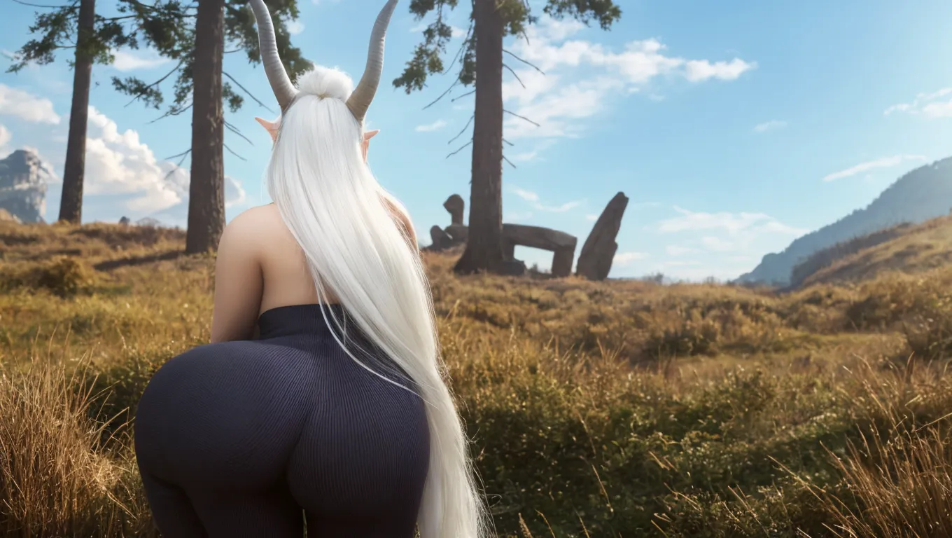 ((masterpiece, best quality)), ((((perfect anatomy)))), ((35 year old)), (((Curvy))), ((Dark Elven woman with long white hair)), in ((white cotton panties)), ((white bra)), (((Large buttocks))), standing in front of a green screen, (((realistic 3d animated movie art style)))