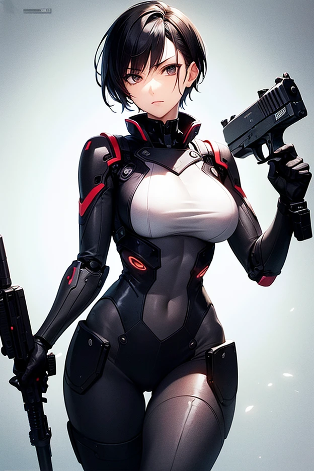 (highest resolution, distinct_image) Best quality, a man's masterpiece, highly detailed, semi realistic, black short hair, black hair, bangs, 18 years old, mature, young, tall and strong, black tight fitting, black flight suit, spacecraft background, cold, serious, tall and handsome, authoritative, powerful, exquisite facial features, exquisite facial features
