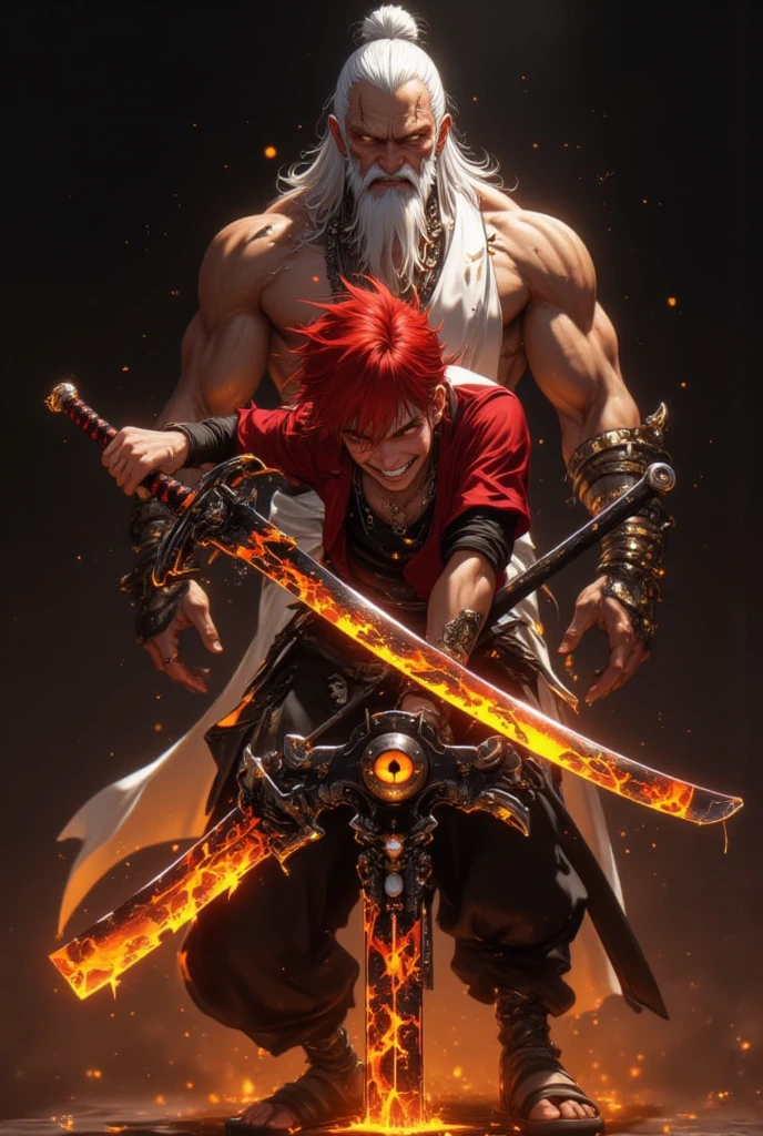 (masterpiece:1.3),(best quality:1.4),(Very detailedな:1.5),high resolution,Very detailed,8K,(1 male,Sukuna two sides,Jujutsu Sea Battle,Pink Hair),
muscle，Tattoo，Handsome white-haired guy，((Topless))，Ultra-short hair，smoke、Red Eyes、（The background is an image of a fiery hell）