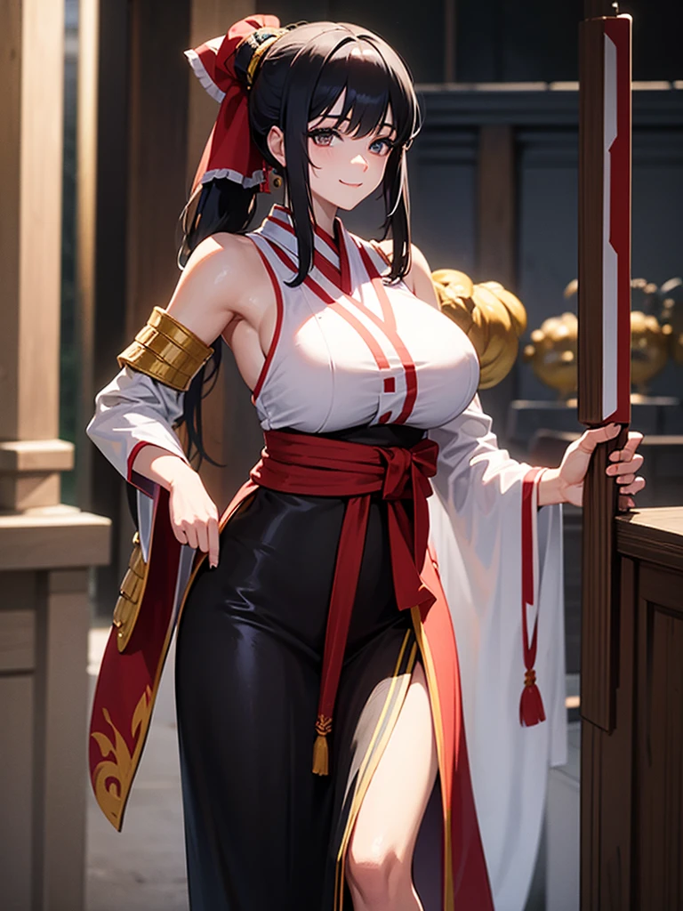 beautiful detailed background, octane render, 8k, best quality, masterpiece, illustration, extremely delicate and beautiful, detailed,extremely detailed,CG,unity,wallpaper,Amazing, fine detail, realistic art: 1.2 ,masterpiece, best quality, official art, extremely detailed CG unity 8k wallpaper,1girl, (((long black straight hair,))), dark knight,red eyes,beautiful face, upper body,(black Armor and red robe,) looking at view, realistic photo,Evil laugh, (hiqcgbody) ,perfect female figure,earring,narrow waist, (looking at view), alluring,prestige,(fire,indoor,ruins)