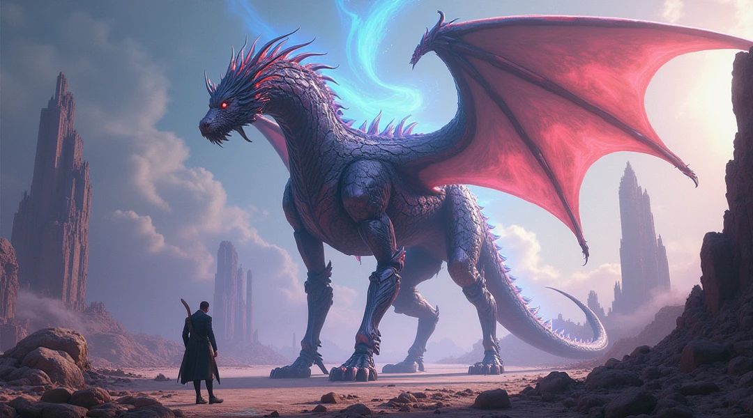 A highly detailed matte painting of a man on a hill observing a giant alien monster in a city, by Makoto Shinkai, by Artgerm, by WLOP, by Greg Rutkowski, volumetric lighting, octane rendering, 4K resolution, trend in ArtStation, Masterpiec