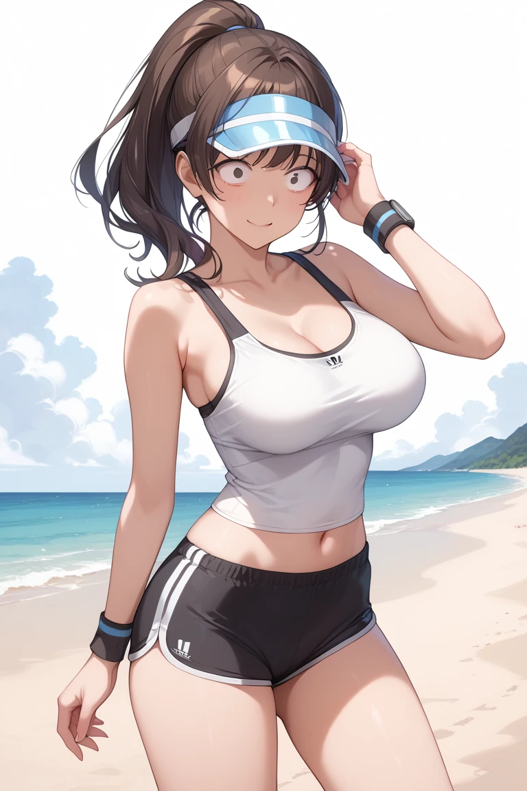 (Highest quality,128k, masterpiece:1.55, photorealistic, hyperrealistic), Ultra detailed face, Detailed lips, Detailed eyes, double eyelid, 
BREAK selfie, leaning forward, cinematic angle, standing, open stance, half undress,
BREAK 1girl, solo, (full breasts, pointy breasts, sagging breasts:1.5), (perspired:1.5), happy, smile,
BREAK rosa, brown hair, double bun, doughnut hair bun, hair bun, blue eyes, hair between eyes, twintails, longhair,
BREAK (sweat, perspired:1.5),
BREAK  visor cap, white micro bikini, cameltoe, 
BREAK outdoor, Moonlit Ocean, starry sky, full moon, on the beach, 