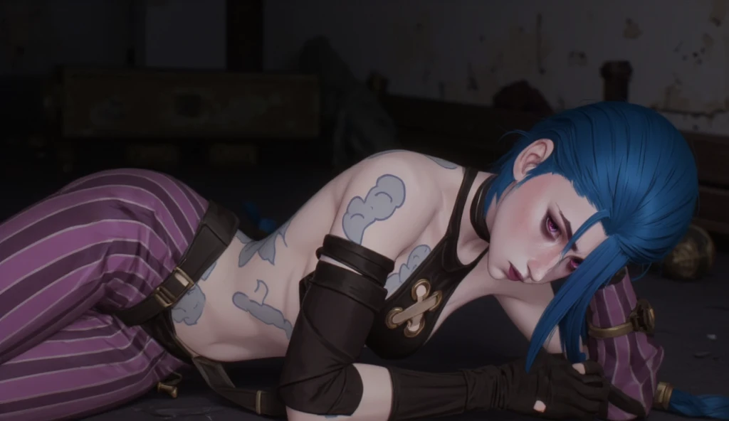 A deep blue-haired girl wields the Heavy Thrusting Swords from within the Elden Ring in a reverse grip.