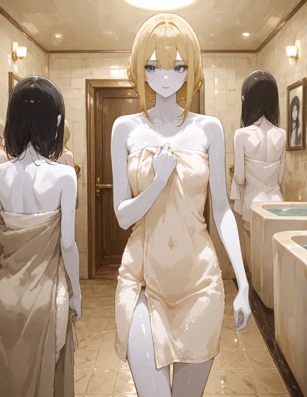 ((NSFW:1.3)),(Textured skin, Anatomically correct, Super Detail, high details, High quality, hight resolution, Best Quality, 1080p,4K),(One-person viewpoint, looking at viewer, subjective:1.5),
(((score_9))),
(women's bath room:1.3),
((8 Women, Group photo of the girls:2))
((Women of different ages:1.5)),(Girls with busts of all sizes:1.5),(Girls with various hairstyles:1.5),
(inviting you to have sex),
((Girls line up sexy pose:1.6)),
(full body shot:1.5),(front view:1.5),
(naked, nude, barefoot:1.5),
nsfw, showing off pussy, showing off breasts,
(Wet body, sweating:1.5)
nsfw,(enraptured face:1.4),(naughty expression:1.2),(orgasm smile:1.5),seductive smile, excited smile,
(blush, face blush, blushing:1.3),
(vivid pussy, high quality vagina:1.1), (dripping love juice:1.1),