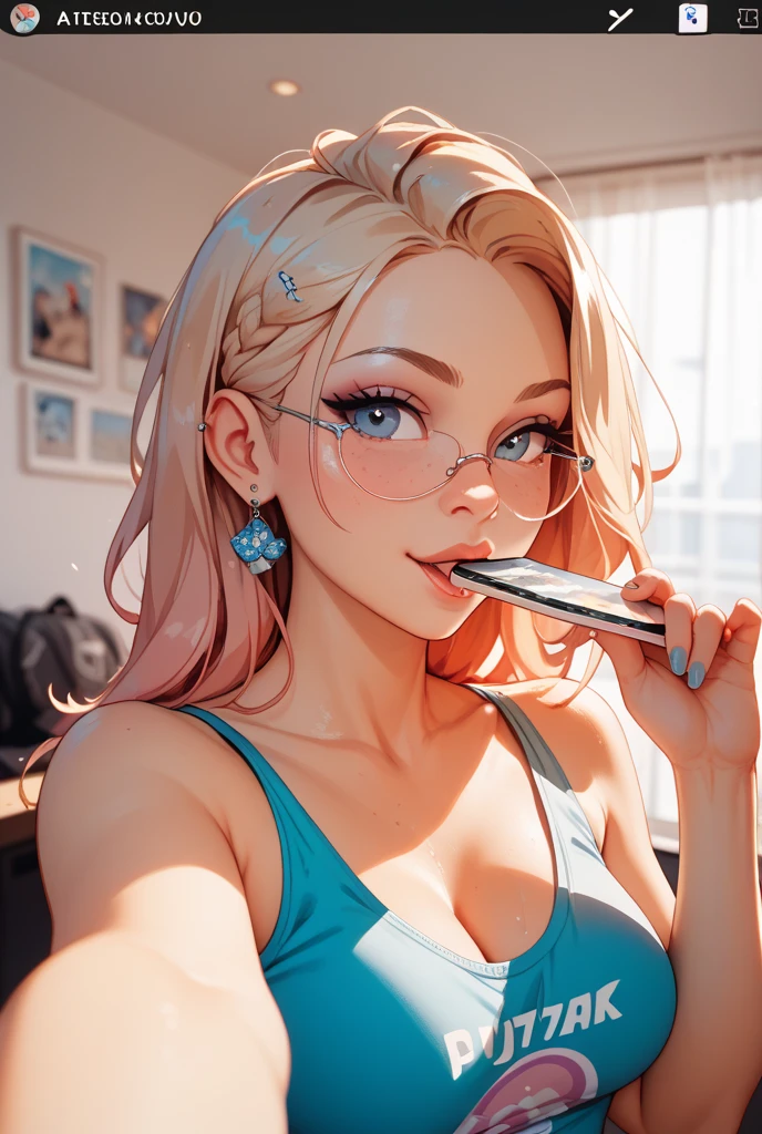 woman smoking with shades on