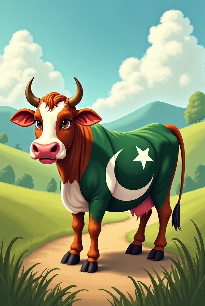 Pakistan flag on cow