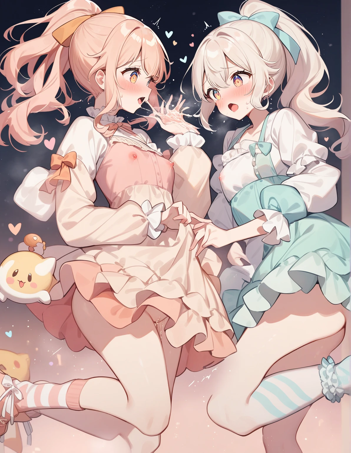 BREAK Perfect Anatomy、Highest quality、(cute:1.1)、(cute)、(High resolution:1.2)、Unbelievably absurd:1.3、Incredible illustrations、(cuteイラスト:1.2)、nsfw,（Beautiful background、Late night park、Under the mercury lamp）、1gial(Pink hair, blue eyes、Wavy Hair(child,(a girl, dwarf, height 1.3meters, 30kg),,10-year-old,flat chest）（sailor uniform,White Silk Sexy Lingerie、garter belt）(、)( Sex preparation:1.2),pussy juice:1.2,,(shackles,restrained、chain、gagged）cumdump（cinematic angle） Hands above head,