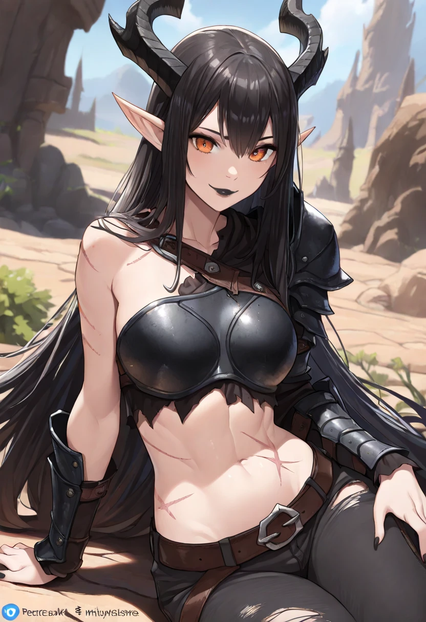 ((1girl,solo,mature female,tall)),big breasts,long hair, black hair,angry expression,horns,elf ears,black scarf,cleavage,(((dark skin))),((black sports bra, midriff)),(((black pantyhoses))),HDR, Masterpiece, (RAW photo, best quality), light shining through prism, ethereal, Volumetric lighting, Cycles rendering, Unreal Engine 5, eye_shadow, shining_pupil, steaming body, Particle effect, (dust, gust of wind:1.07), complex, ultra detailed, photorealistic, 8k, anatomically accurate, High Resolution, Retina, Professional photograph, Orange Sunshine, gold filigree , natural, cinematic, post_combat, high contrast, HDR, RAW image, High Quality, Masterpiece, Beautiful Woman, (Standing Over viewer), intimidating, seductive, dominant, diamond rain, twinkle in her eyes, chandelier outfit, Outdoors, Rainbow sunshine, Glory\(Optical Phenomenon\), bliss, phenomenal lighting, offerings, sacred, truth, skintight dress, robes, goddess, gold nano particles, angelic, strong, desire, juicy thighs, complexion, ((LSD)), will o wisp, high contrast, from above, ((best quality)), ((masterpiece)), (detailed), (fantasy illustration:1.3), (high-resolution:1.2), volumetric lighting BREAK alluring woman, ethereal beauty, (perched on a cloud), otherworldly charm, enchanting gaze, captivating pose, moonlit night, soft colors, (detailed cloudscape:1.3), ocean, city, eagle