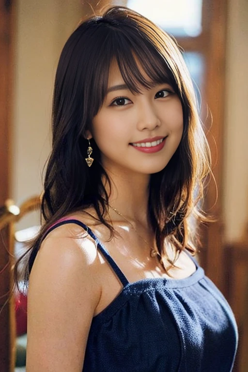 (A very cute 20 year old young woman from Japan), ((delicate hair between brown and blonde)), ((messy side wave short hair)),medium bust size、small breasts、 (((Clean hands))),(curly hair),(((very kind smile))), (((she wears black lace panties))),(((Wearing a super short light blue knit dress))),(((I'm wearing a light blue knit dress。))) ((top quality, 16K, table top: 1.3)), light shines on your face, highly detailed face, highly detailed lips, fine eyes, city street,angle from below:1.5,Holding nothing in the hands、