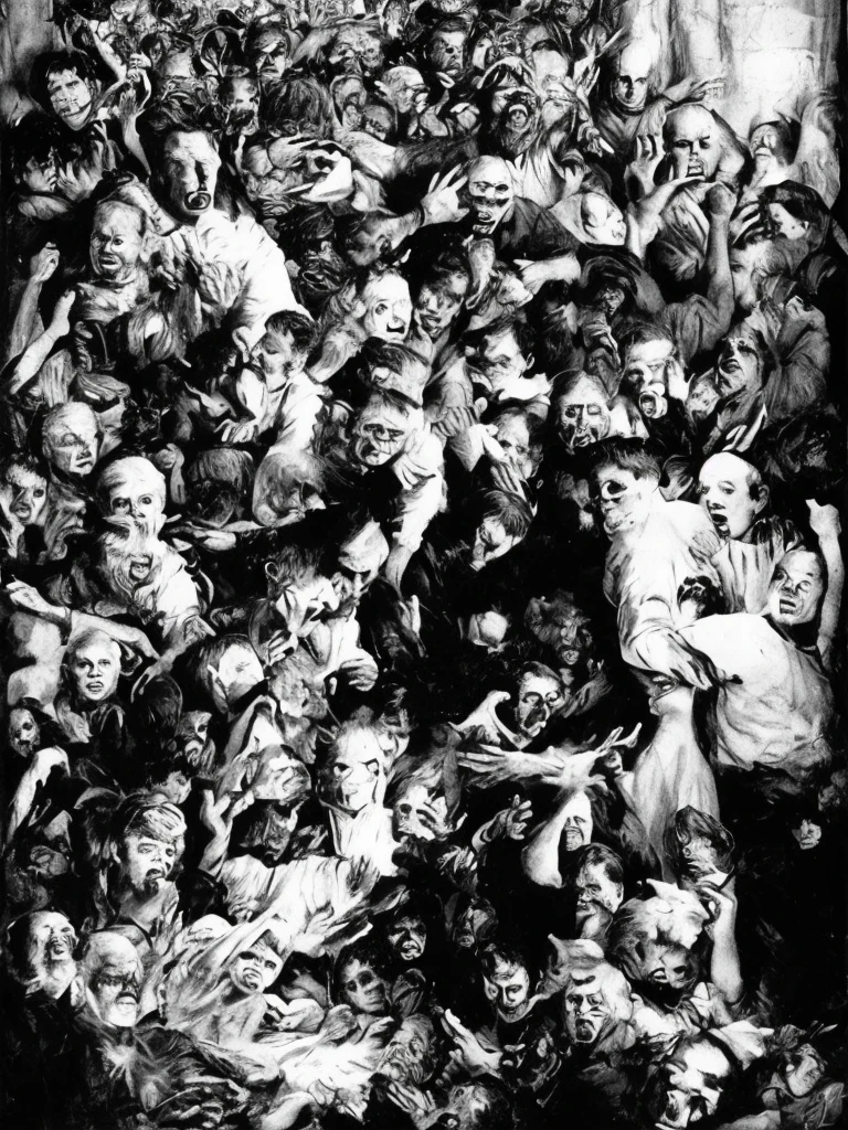 crowds of zombies stalking staring and chasing one girl