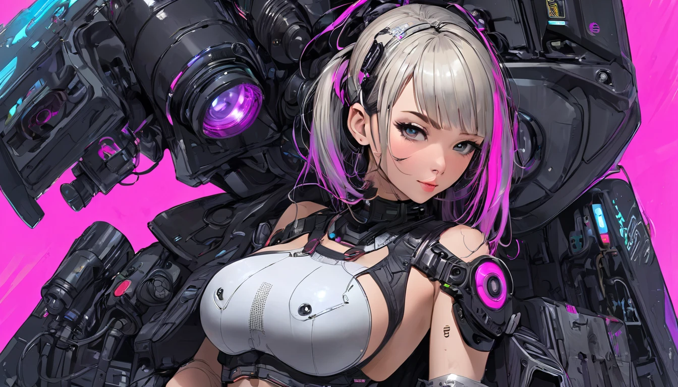 Una imagen de dibujos animados de una mujer con un traje en blanco y negro, oppai ciberpunk, chica anime seductora, oppai, biomechanical oppai, grueso, completely robotic!! cat girl, anya from the spy family x, SFW version, breasts covered and SFW, hermosa y seductora mujer anime, anime rudo 8k, (SFW) seguro para el trabajo, covered SFW huge breasts