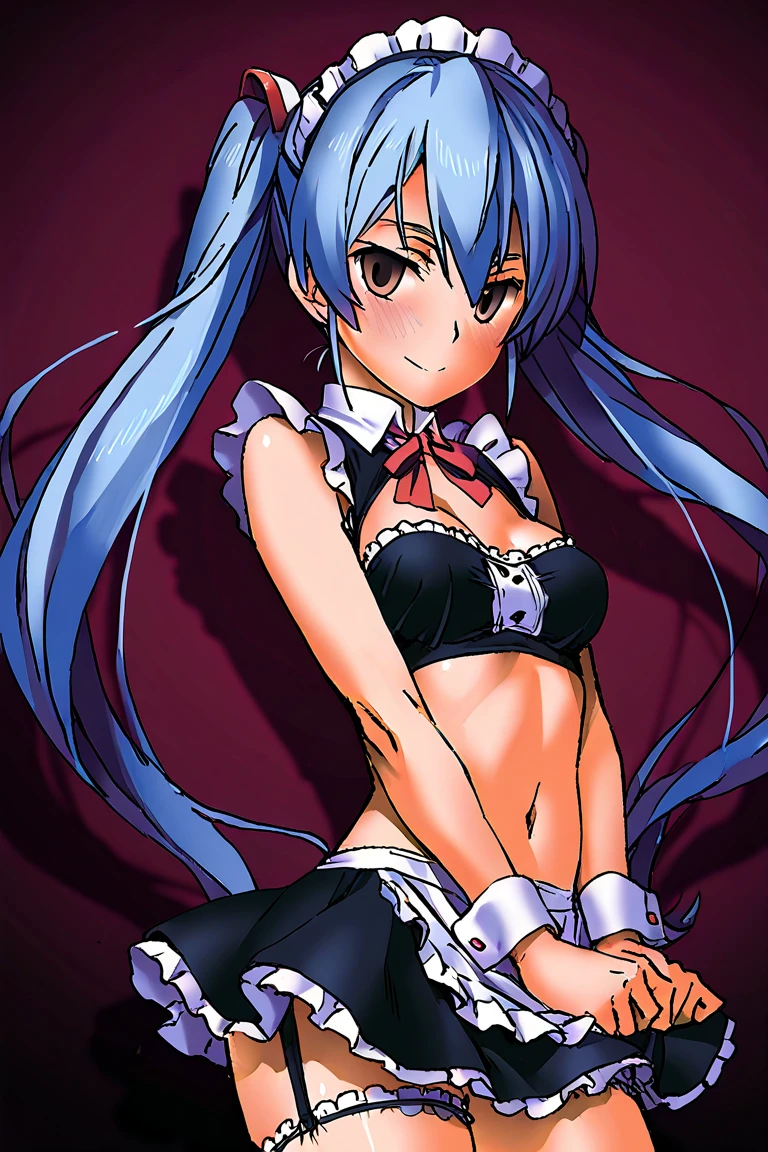 LynnMinmay, 1girl, solo, black hair, white frilly bikini with microskirt, cowboy shot, ultra-detailed, best quality, masterpiece, illustration, game cg, looking back at viewer