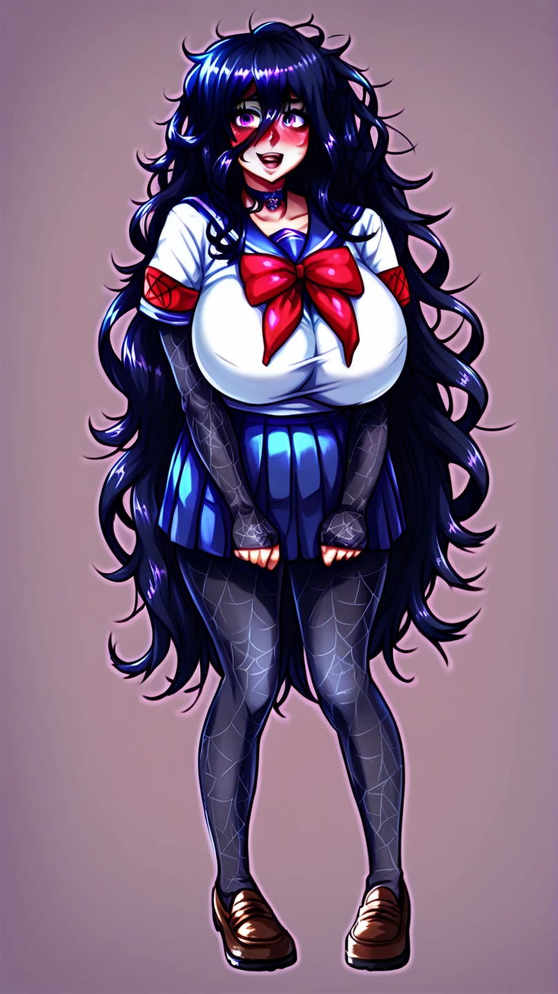 TheSpirit ,((blue skin)),green eyes,navel, solo,dinamic pose, muscled body, blush, embarrassed, show , SpiScho,very Long hair, fingernails, (insanely detailed, beautiful detailed face, masterpiece, best quality), wide hip, school, mini skirt, crop top, underboobs, big breast, thighhighs, stockings