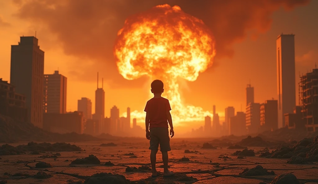 KIDS MAN ROCK BLONDE hair, portrait photo, DANGEROUS NUCLEAR EXPLOSION