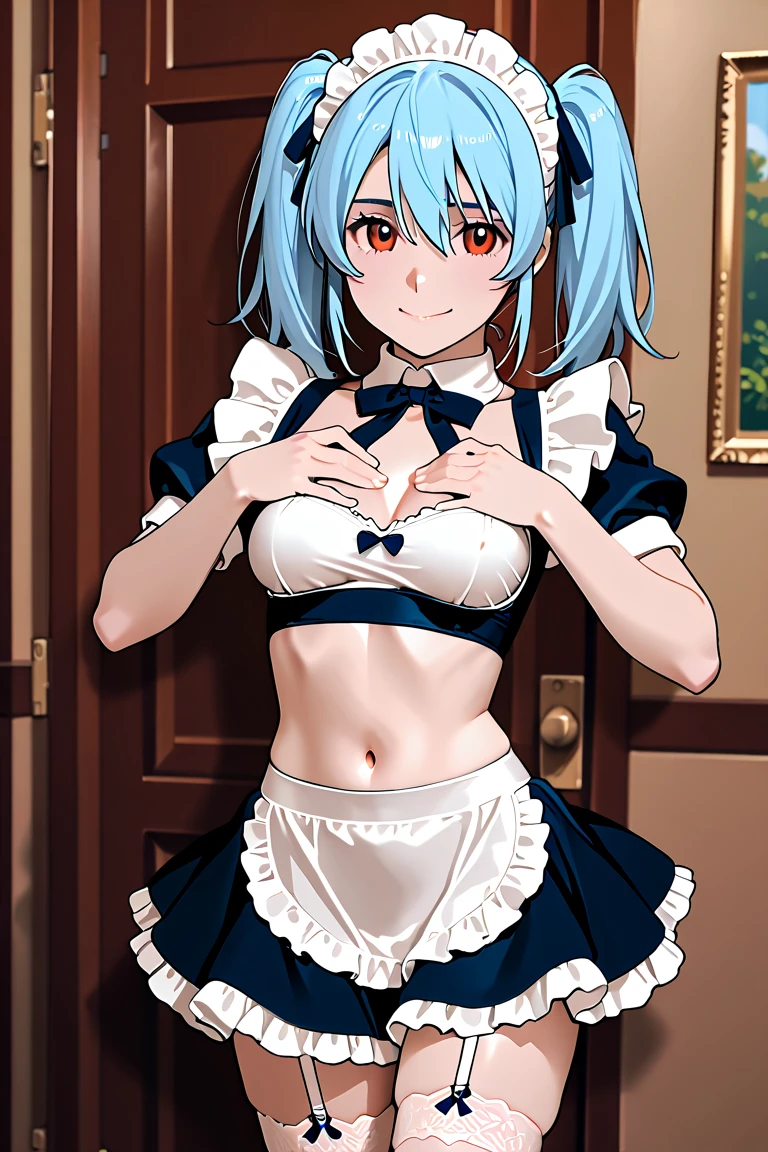 1 girl, kanon kanase, , blush, medium breasts, sleeveless,(((maid clothes))), indoors, 20-year-old, healthy skin. Enslaved, fear, scared,