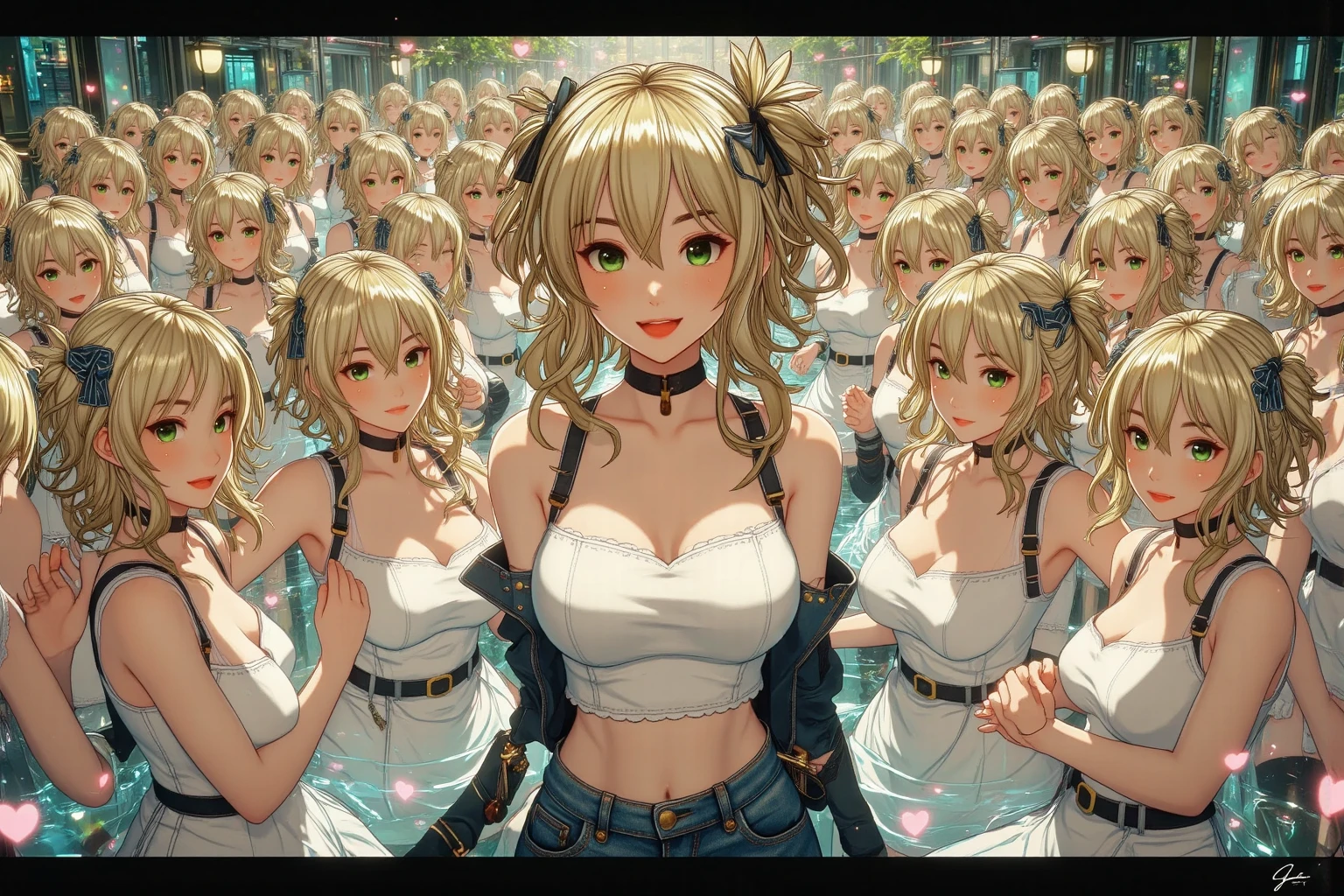 highest quality, Super detailed, (Ultra-high resolution,8K), Ultra-high definition 4K, (Perfect Anatomy, Anatomically correct), (5 cute girls:1.4), (Beautiful Eyes), (Detailed eyes), (High-quality facial beauty), (In the Storm:1.2), (Photorealistic), (Detailed big breasts), Soft Skin, Glowing Skin, (A matching skirt), (Tight see-through camisole), Bright lighting, lined up vertically, Very heavy rain, (5 cute girls:1.4), colorful, Goddess-like beauty, Wave your hands loudly