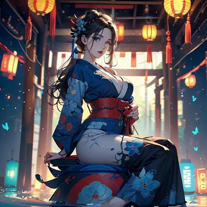 Highest quality, Very detailed, (Realistic), masterpiece, Realistic, Realistic Human Proportions, Fantastic realism, Perfect lighting, Soft Light, Natural light, Physically Based Rendering, Auto White Balance, 4K,alone,Browsing Caution,One girl, (Miyu Edelfelt),,Black Hair,Brown eyes,Captivating smile,Browsing Caution, barefoot, See-through dress, butterfly, butterfly hair ornaments, backless dress, Chinese clothing,No sleeve, Double Bang,Golden dragon print,barefoot,,Elbow hand pockets,Hair Bun, hair ornaments,jewelry,Earrings,anklet,Slim legs,Manicure, Small breasts, alone, toeManicure, foot nail, Five fingers, Twin tails,Outdoor,Chinese style architecture, Chinese style, lake, Ancient Town, Beautiful and gentle water,Red Lantern,firework,masterpiece, Highest quality,Very detailedな, Perfect face shape, nose, Red lips, Detailed eyes, (The iris and pupil are round, The pupil reflects the environment, Eyes vary in size々) eyeliner, eyelash, Smooth Hair, Smooth Skin, Pose for a photo