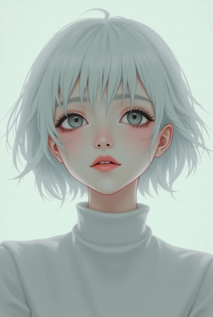 woman Japan Pastel Tones Silver Hair Bob Hair Bobcut cute Seventeen cute beautiful girl Bright and natural atmosphere Transparency Clear Eyes