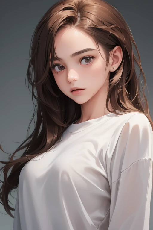 (masterpiece, Highest quality,:1.2), One girl, (alone:1.3), Upper Body, White shirt, Short sleeve, , (wife, Realistic, Real Life, Exceptional, Best aesthetics, new, newest, Highest quality, masterpiece:1.2), soft_Lighting, soft_skin_tone, woman_hair, (White Background, Simple Background,:1.2),