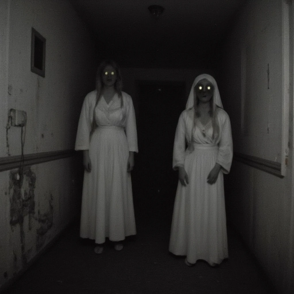 It was a ghost of the woman without a lower part of the body that appeared from darkness. 

 ghost scary late night creepy 
frightening