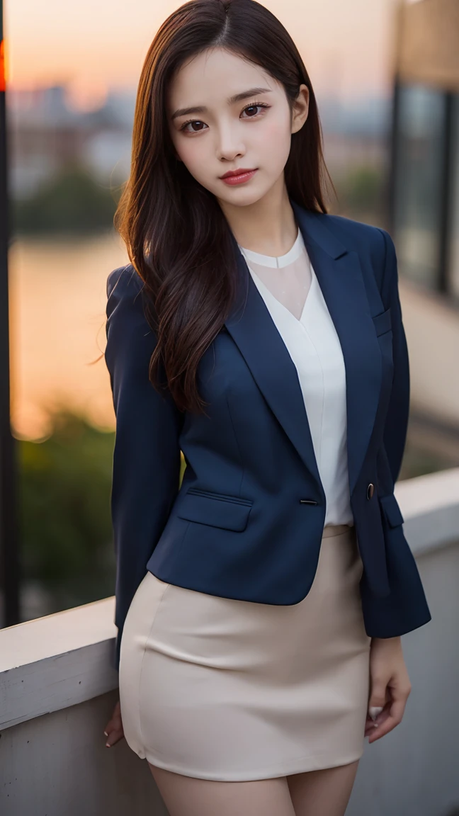 Woman in a suit standing on the sidewalk,((23-year-old woman))、small Breasts、Dark brown hair color、Hairstyle with bangs、Various hairstyles、Hairstyles of different lengths、(8k, RAW Photos, highest quality, Tabletop: 1.2),、(Realistic, Realistic: 1.3), Cityscape, Day, Sunny Morning, Professional Lighting, Photon Mapping, shirt, (Woman in a suit,) Silk Suit、Pencil Skirt、Tight Skirt、((Delicate photo))，(Detailed RAW Photos of Girls), (Tabletop:1.25), (highest quality:1.6), (超A high resolution:1.5), (Realistic:1.75), 8k resolution, Canon EOS R5, 50mm, absurdes, Ultra-detailed,Cinema Lighting, (Skirt Lift:1.5)、nsfw、the wind is strong、smile、Skirt flipped up, ((panties)), beautiful pussy, nsfw,